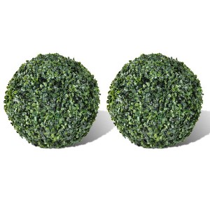 Aghana Digitals 2-Piece UV-Resistant Synthetic Plastic Spherical Green Boxwood Topiary Balls for - 1 of 3