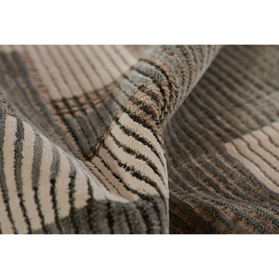 Gray Geometric Synthetic Rectangular Rug 118" x 94"