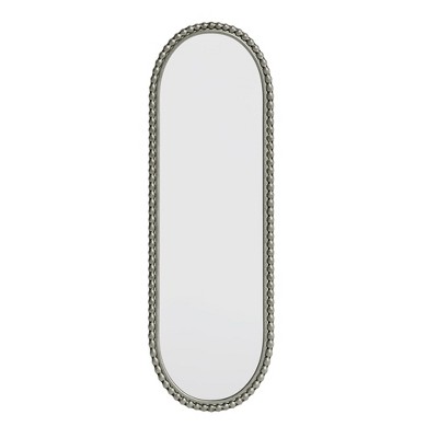 AZL1 Life Concept Decorative Wall Mirror Iron Art Oval Retro Design Antique Effect Wall Hanging for Bedroom Entrance, Silver, 50.39"*19.09"*4.13"