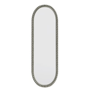 AZL1 Life Concept Decorative Wall Mirror Iron Art Oval Retro Design Antique Effect Wall Hanging for Bedroom Entrance, Silver, 50.39"*19.09"*4.13" - 1 of 4