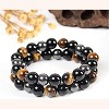 Black Obsidian Hematite Triple Protection Bracelets Set - Tiger Eye Beaded Natural Stone Bracelet - 2 of 4