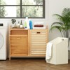 Tangkula Dual Laundry Basket Organizer w/Top Shelf 2 Pull-out Removable Bags Side Handles - 3 of 4