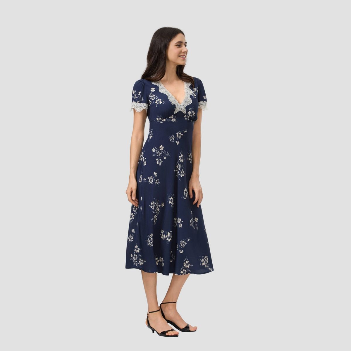 Women's Cap Sleeve Lace Trim Midi Dress - A New Day™ - thumbnail 9