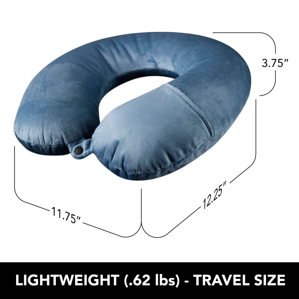 UPC 028332720120 product image for Brookstone Charcoal-Infused Memory Foam Travel Neck Pillow - Blue | upcitemdb.com