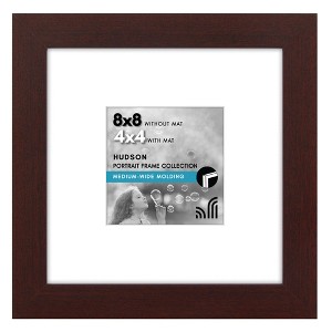 Americanflat 8x8 Picture Frame with Shatter-Resistant Glass - Use as 4x4 Frame with Mat or Display 8x8 Photo Without Mat - Mahogany - 1 of 1