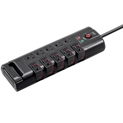 Monoprice 10 Outlet Rotating Surge Protector Power Block / Strip - 8 Feet - Black | 2880 Joules, Heavy Duty Cord