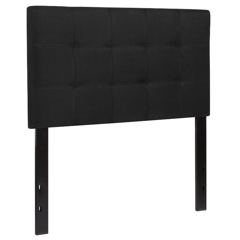 Emma and Oliver Quilted Tufted Upholstered Twin Size Headboard in Black Fabric, 4 of 11