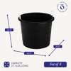 Homz 0417BKDC Plastic 17 Gallon Utility Storage Container Bucket Tub with Rope Handle, Black, Set of 4 Buckets - 2 of 4