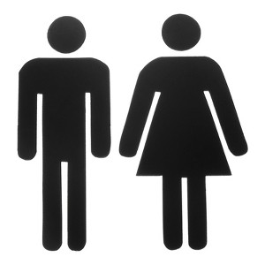 Unique Bargains Self-Adhesive Decor Business Men Women Restroom Sign 1 Set - 1 of 4