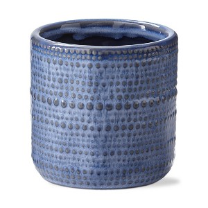 TAG Dottie Planter Reactive Glazed Stoneware Blue 4.25L x 4.25W x 4.5H inches, Holds Up to 3 inch Drop in Pot - 1 of 3