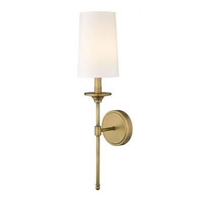 Emily Rubbed Brass 24" Wall Sconce with Off-White Shade