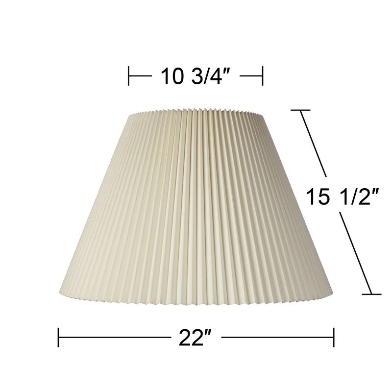 Springcrest Empire Lamp Shade Beige Pleated Large 10.75" Top x 22" Bottom x 15.5" High Spider Replacement Harp and Finial Fitting, 5 of 8