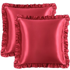 PiccoCasa Envelope Closure Satin Ruffled Pillowcase 2 Pcs - 1 of 3