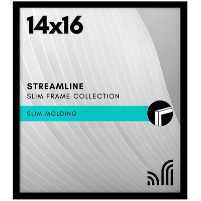 Americanflat 14x16 Picture Frame with Polished Plexiglass - Streamline Collection - Thin Border Picture Frame for Wall Display - Black