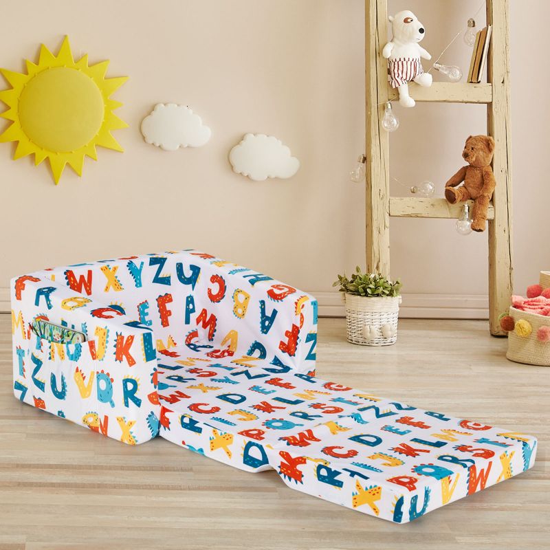 Tangkula 2-in-1 Convertible Kids Sofa Flip Open Couch w/Sturdy Sponge Construction&Velvet Fabric Multi-Color, 2 of 10
