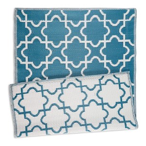 DII Design Imports Indoor Outdoor 4 x 6 Ft Reversible Lattice Woven Rectangular Runner Rug for Decks, Patios, Living Rooms, & Kitchens, Storm Blue - 1 of 4