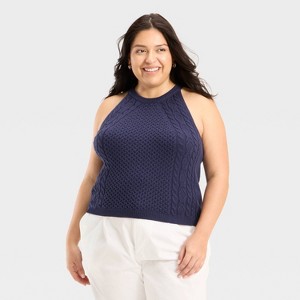 Women's Cable Crewneck Pullover Sweater Vest - A New Day™ - 1 of 3