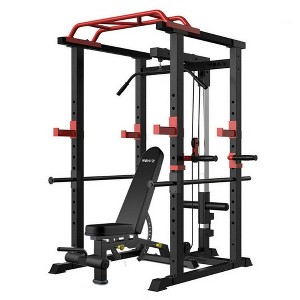 Naysaye Exercise Trainers Power Cage with Weight Bench 1000LBS Capacity for Full Body Home Gym and Living Room Use, Black and Red, 50.39"*18.74"*8.66" - 1 of 4