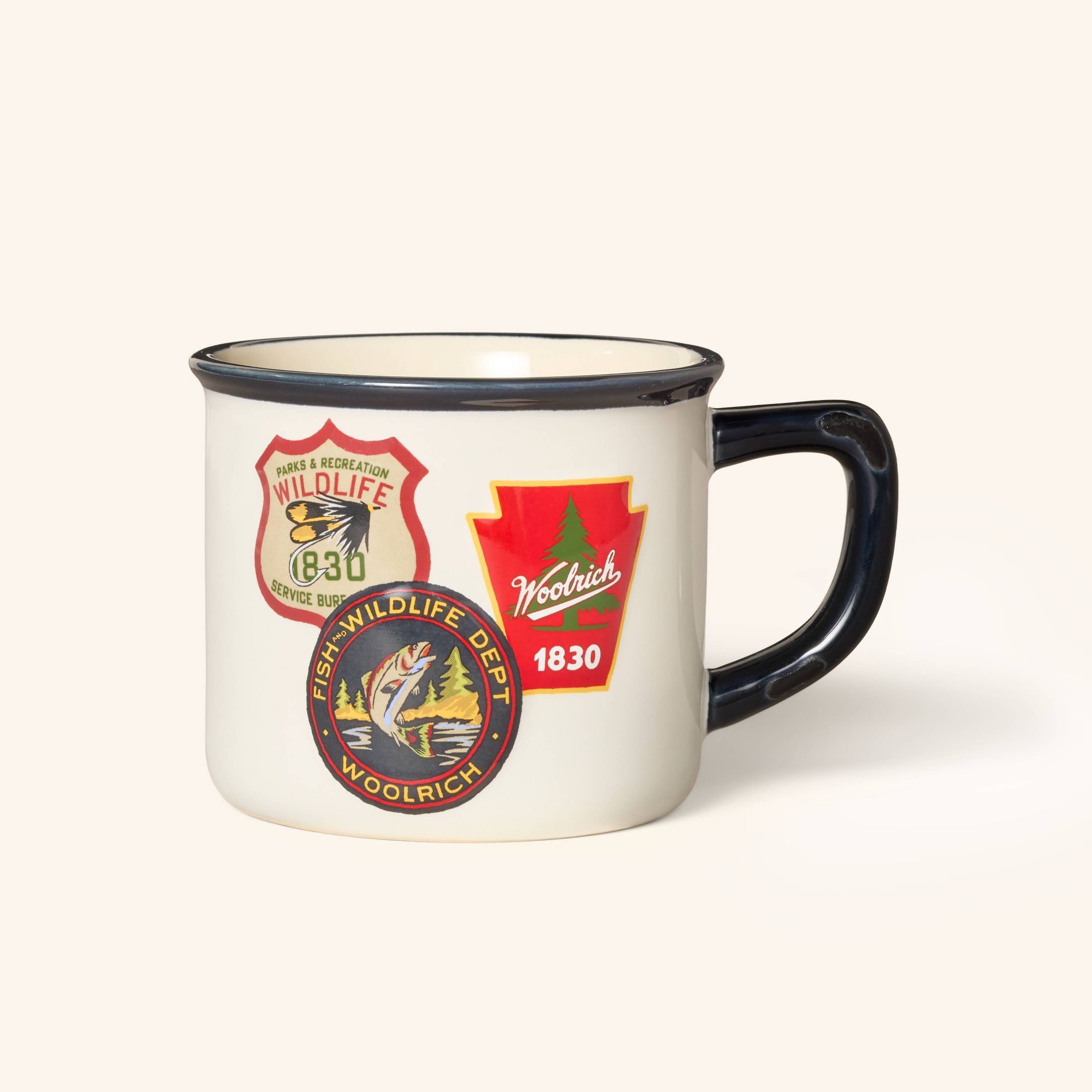 14.24 fl oz Ceramic Badges Mug Cream - Woolrich x Target