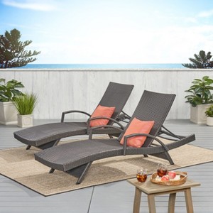 Okak 1/2 PCS Sleek HDPE Reclining Patio Chaise Lounge,Ergonomics Outdoor Long Chiase Poolside Chair for Deck,Backyard&Pool - 1 of 4