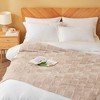 Snuggle Sac Faux Fur Checkered Throw Blanket, Fluffy Feather Yarn Blend Bedding Blankets for Couch or Bed - 2 of 4