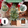 Mini Prelit Snow Flocked Artificial Christmas Tree, Small Potted Xmas Tree ,   Wooden Brown Pot, - 3 of 4