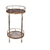 HomeRoots 18" Brown Iron Distressed Round Rolling Bar Cart - 4 of 4