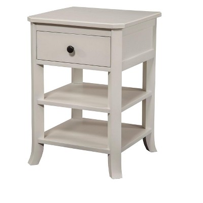 Transitional Alpine Baker 1-Drawer White Nightstand