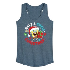 Women's - SpongeBob SquarePants - Have A Swell Christmas Graphic Racerback Tank - 1 of 4