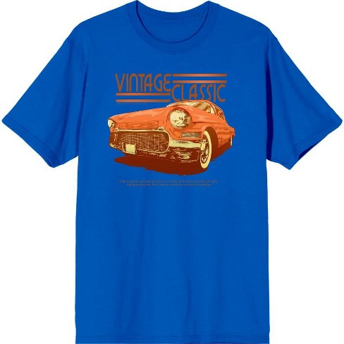 Car Fanatic Vintage Classic Orange Car Men's Blue Crew Neck Short ...