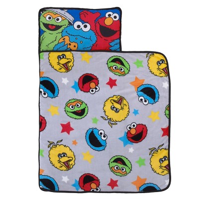 Sesame Street Adventures Blue, Yellow and Red Elmo, Big Bird, Oscar the Grouch and Cookie Monster Toddler Nap Mat