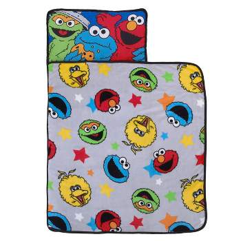 Sesame Street Adventures Blue, Yellow and Red Elmo, Big Bird, Oscar the Grouch and Cookie Monster Toddler Nap Mat