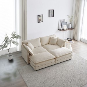 NicBex Couches for Living Room Modern L Shape Sectional Sofa Couch with 2- Piece of Ottomans Chenille Upholstered 2 Seater Sleeper Sofa, Beige - 1 of 4