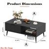Home Office Coffee Table, Wooden Coffee Table with Storage Cabinet, Two-Tier Design, Sliding Door, Solid Wood Legs, Large Living Room Center Table - 2 of 4