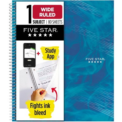 Five Star Active 1 Subject 80ct Wide Ruled Notebook Assorted