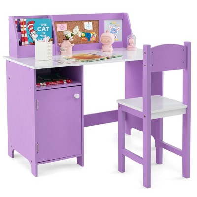 Costway Kids Desk And Chair Set Study Writing Workstation With ...