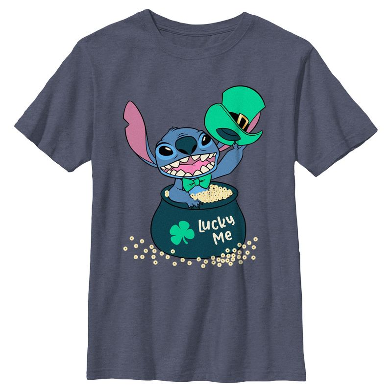 Boy's Lilo & Stitch Lucky Me Leprechaun Stitch T-Shirt, 1 of 5