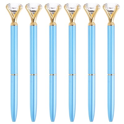 Unique Bargains Metal Sleek Design Medium Point Elegant Crystal Diamond Ballpoint Pen 6 Pcs