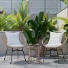 Emma and Oliver 3 Piece Boho Patio Set - Faux Rattan Rope Papasan Style Chairs with Cushions and Glass Topped Side Table - 2 of 4