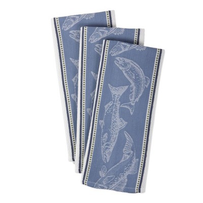 3pk Cotton Fish Jacquard Dishtowel Set - Design Imports