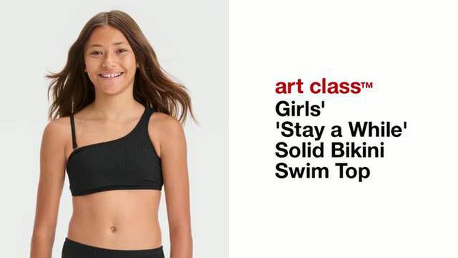 Girls&#39; &#39;Stay a While&#39; Solid Bikini Swim Top - art class&#8482;, 2 of 5, play video