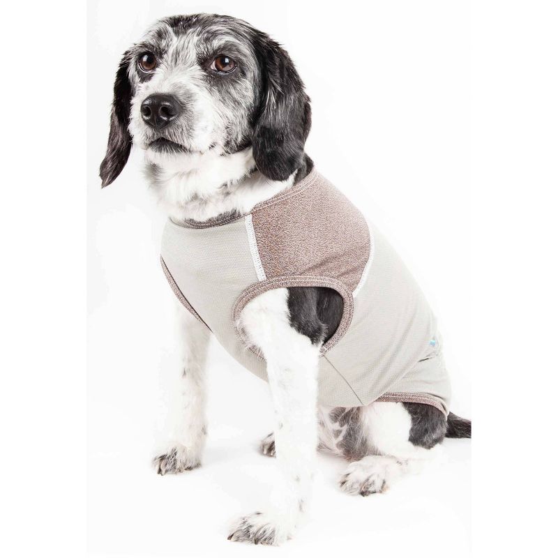 Pet Life Active Aero-Pawlse Heathered Quick-Dry and 4-Way Stretch Dog and Cat Tank Top T-Shirt - Gray, 2 of 10