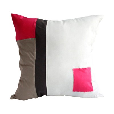 Slickblue Knitted Fabric Patchwork Sweet Lady Pillow - 19.7" Decorative Cushion with Down-Alternative Fill