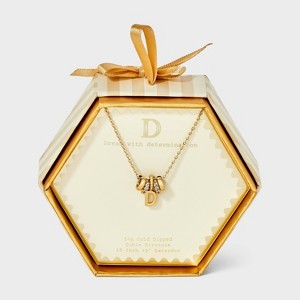 14K Gold Dipped Cubic Zirconia Rondelle Initial Necklace - A New Day™ Gold - 1 of 4