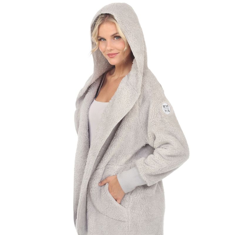 Women's Plush Hooded Cardigan with Pockets - White Mark, 5 of 6