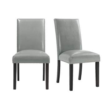 Set of 2 Pia Faux Leather Dining Side Chairs Gray - Picket House Furnishings