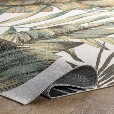 Elen 8' x 10' Olive Synthetic Reversible Washable Area Rug