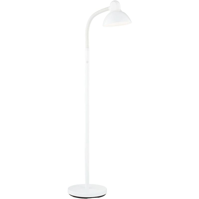 360 Lighting Modern Floor Lamp Adjustable Gooseneck Arm 56" Tall White Metal for Living Room Reading Bedroom Office, 1 of 9