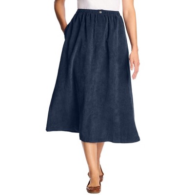 Woman Within Plus Size Corduroy Pull-On Skirt