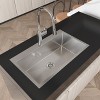 Stainless Steel Kitchen Sink, 32¡åx19¡å Single Bowl, Overmount Handmade Sink in Brushed Nickel, with US Standard Drain and Hook, LS-SSBR02 - 2 of 4